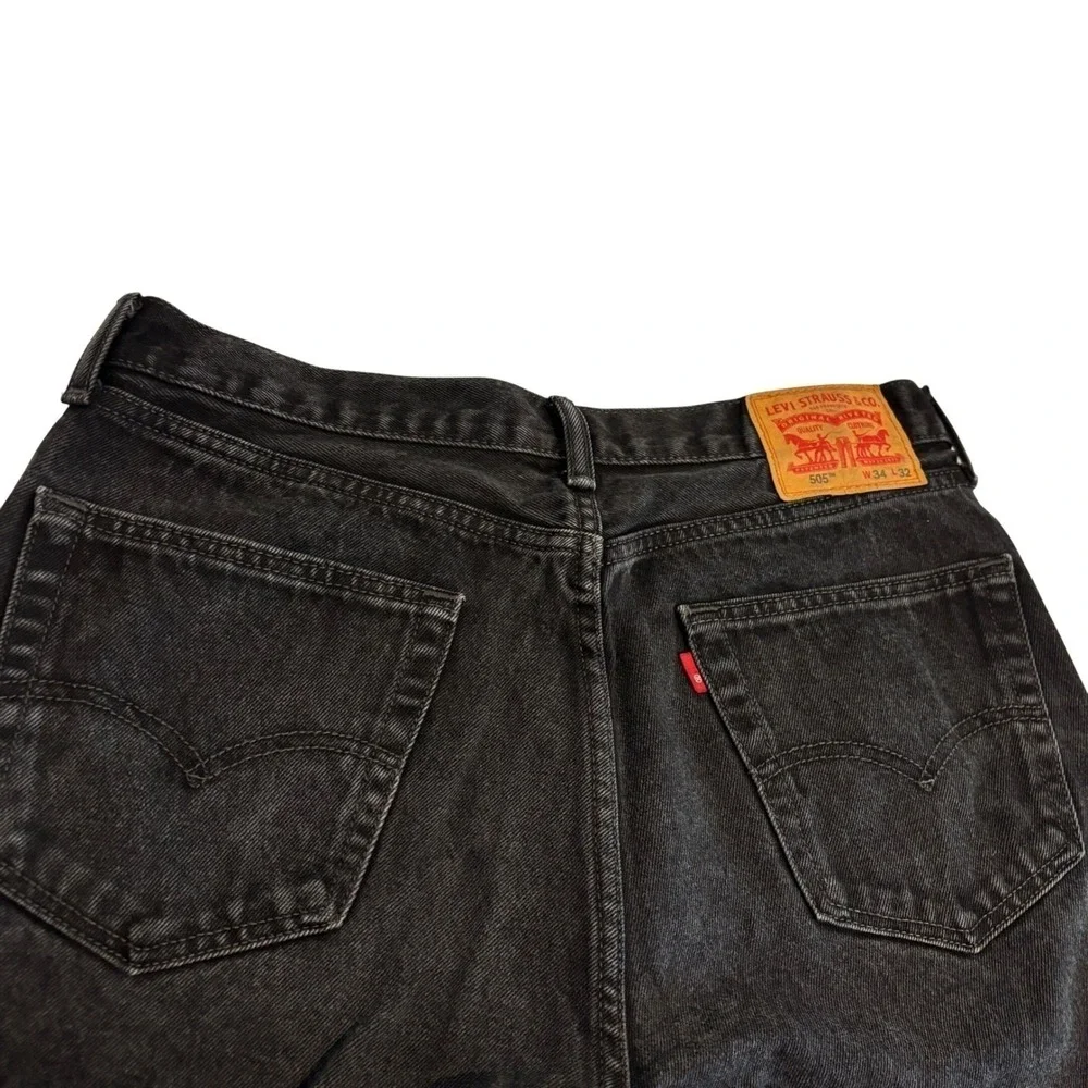 Levis 505 Regular Fit Black Denim Jeans Mens 34x29 Straight Leg Work School